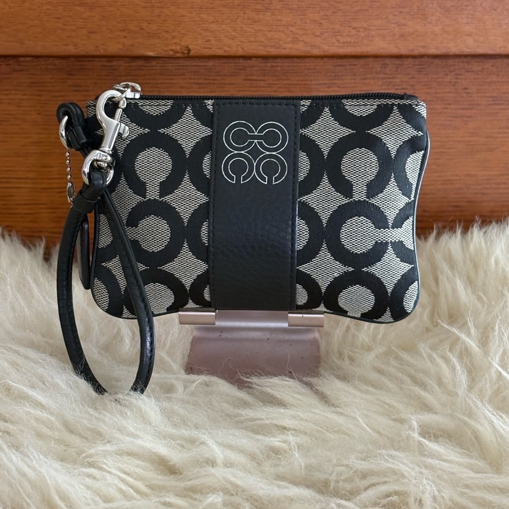 Coach Signature Black and Gray Wristlet